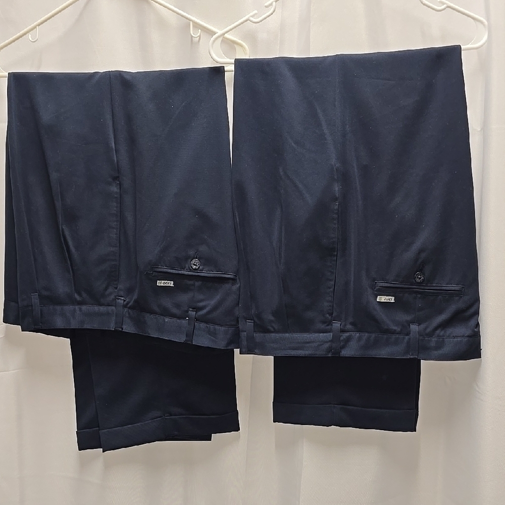 Lot of 3 Izod 2-Blue/1-Kanki Dress Pleated Pants Elegant!!  Sz.38w X 30L  (091)